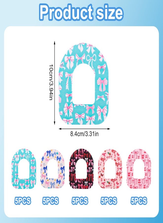 XIHIRCD 25pcs Adhesive Patches for Omnipod 5, Waterproof Sensor Cover Sweatproof Protective Stickers Adhesive Tape Pods Compatible with Omnipod 5 Overpatches (Bow-Knot Styles) - Image 2